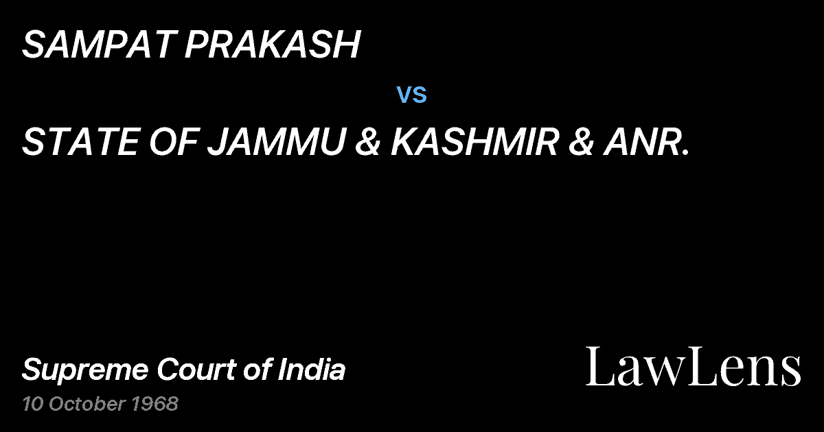 Preview image for SAMPAT PRAKASH vs. STATE OF JAMMU & KASHMIR & ANR.