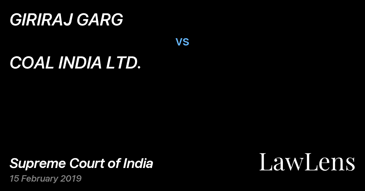 Preview image for GIRIRAJ GARG vs. COAL INDIA LTD.
