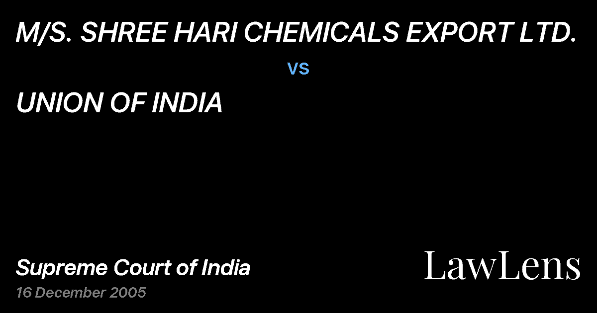 Preview image for M/S. SHREE HARI CHEMICALS EXPORT LTD. vs. UNION OF INDIA