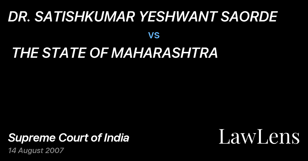 Preview image for DR. SATISHKUMAR YESHWANT SAORDE  vs.  THE STATE OF MAHARASHTRA
