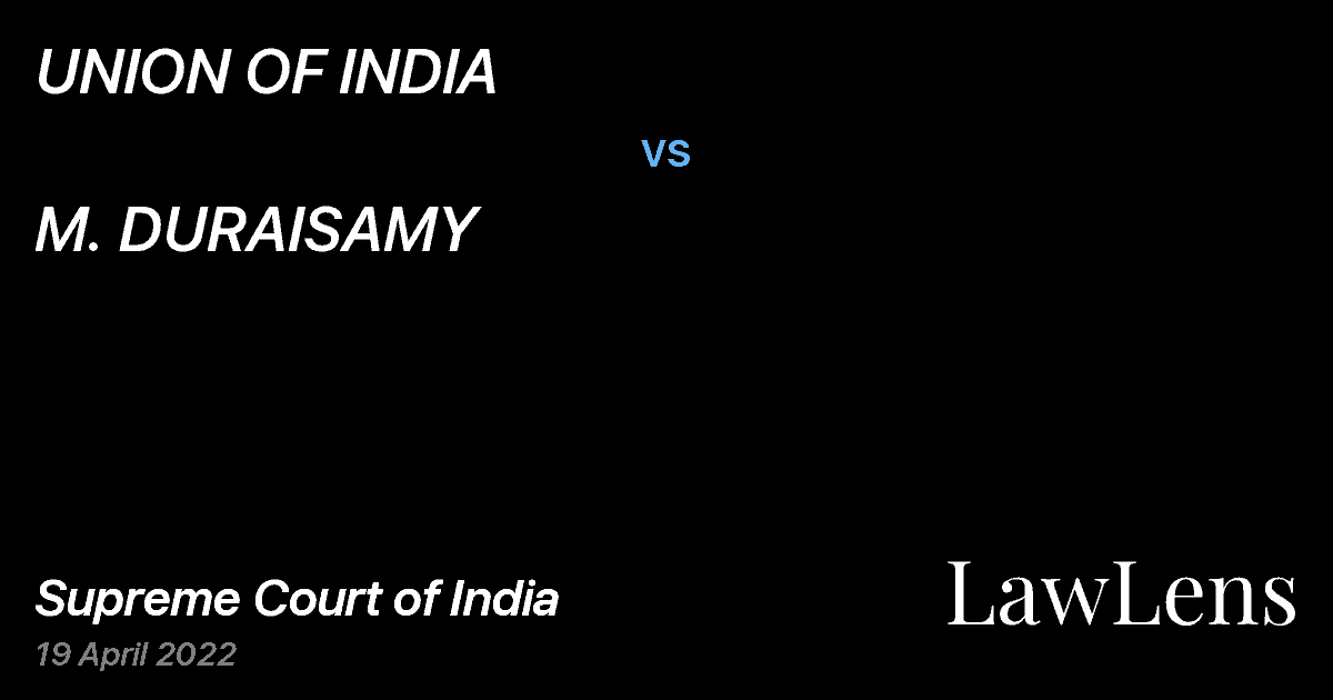 Preview image for UNION OF INDIA vs. M. DURAISAMY
