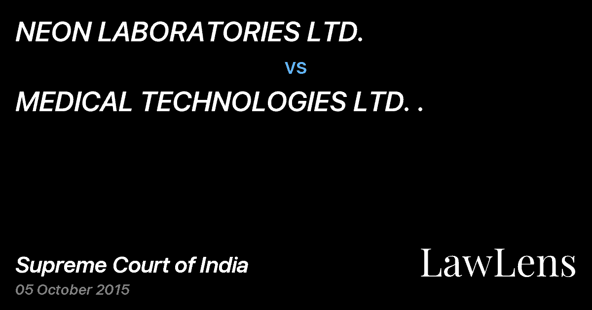 Preview image for NEON LABORATORIES LTD. vs. MEDICAL TECHNOLOGIES LTD. .