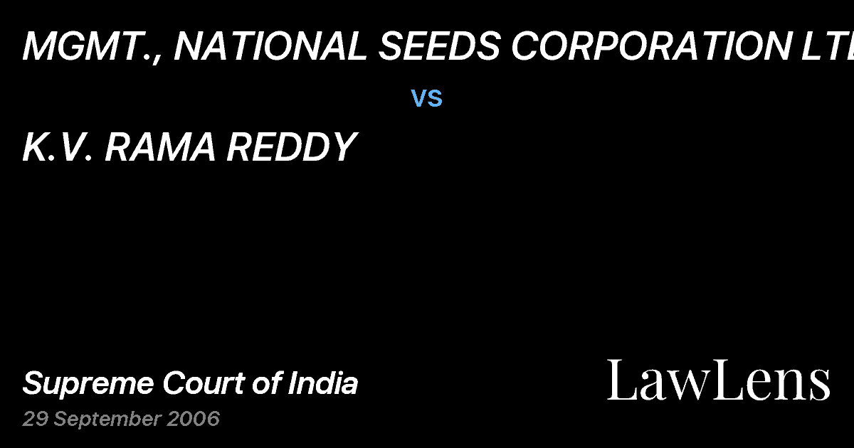Preview image for MGMT., NATIONAL SEEDS CORPORATION LTD. vs. K.V. RAMA REDDY