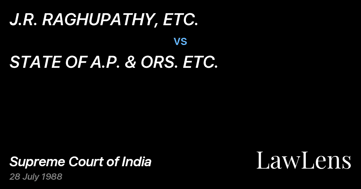 Preview image for J.R. RAGHUPATHY, ETC. vs. STATE OF A.P. & ORS. ETC.
