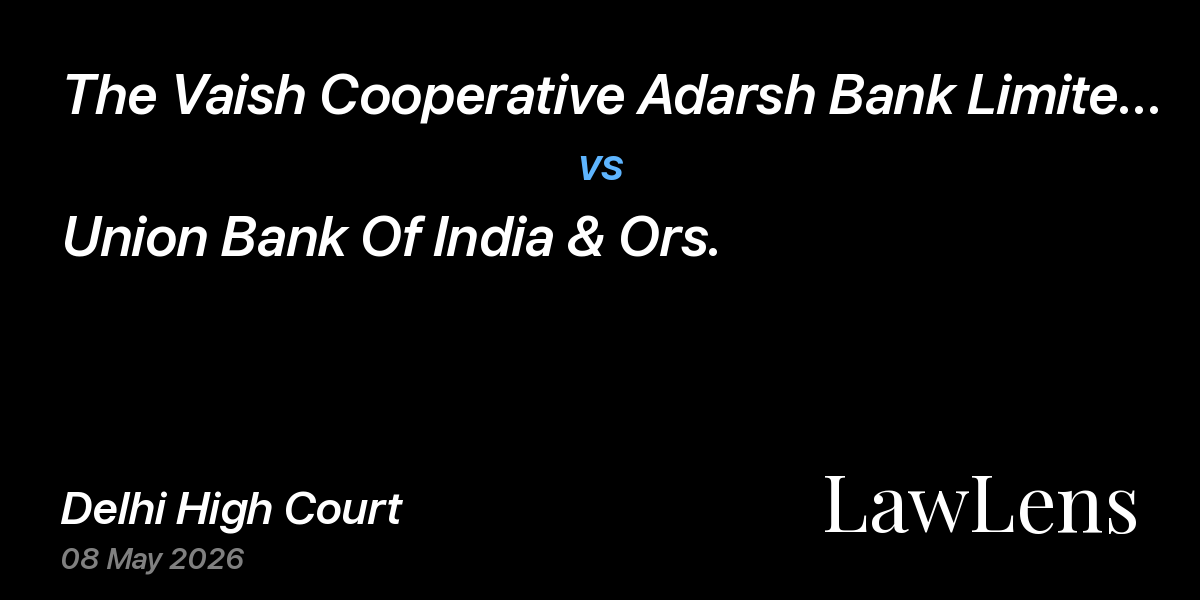 Preview image for The Vaish Cooperative Adarsh Bank Limited vs. Union Bank Of India & Ors.