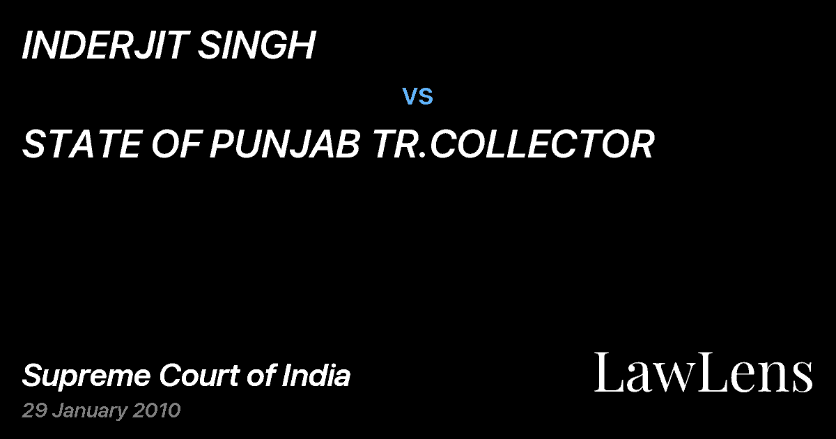 Preview image for INDERJIT SINGH vs. STATE OF PUNJAB TR.COLLECTOR