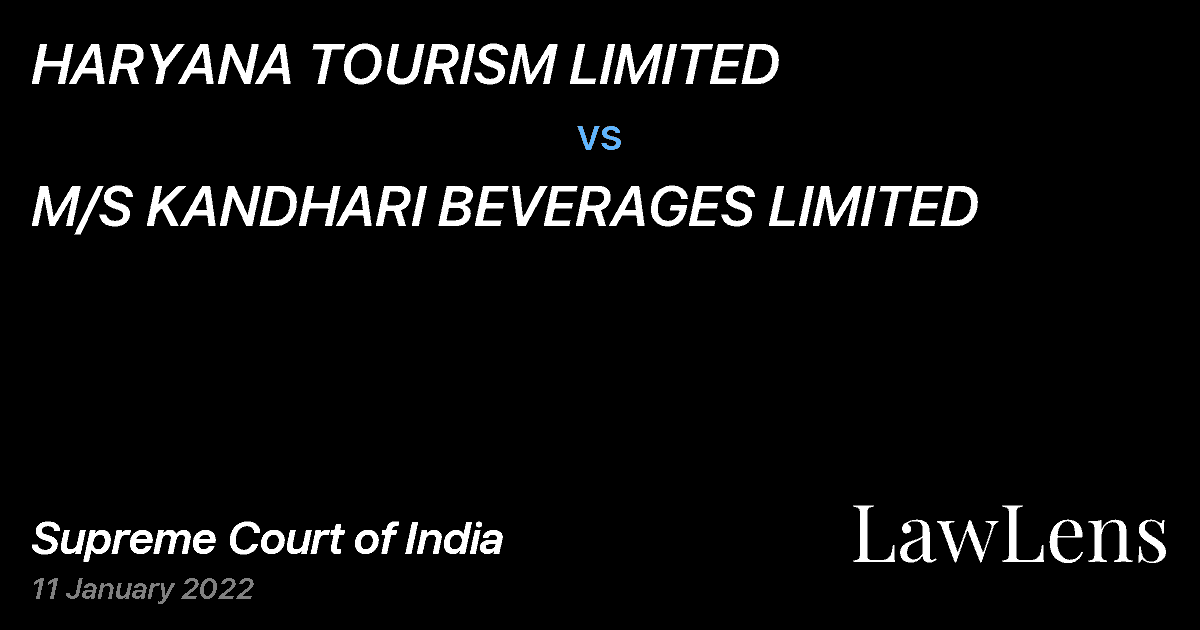 Preview image for HARYANA TOURISM LIMITED vs. M/S KANDHARI BEVERAGES LIMITED