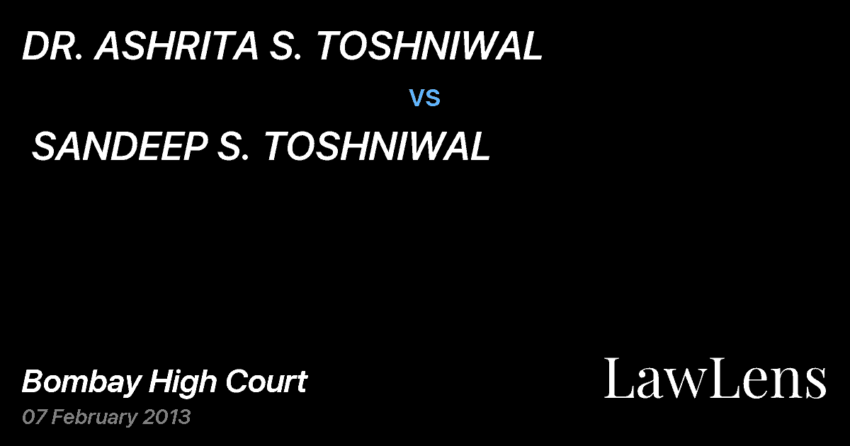 Preview image for DR. ASHRITA S. TOSHNIWAL vs. SANDEEP S. TOSHNIWAL