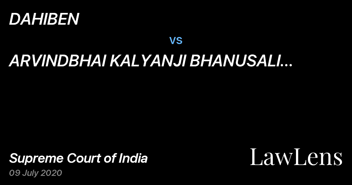Preview image for DAHIBEN vs. ARVINDBHAI KALYANJI BHANUSALI (GAJRA) (D) THR. LRS.