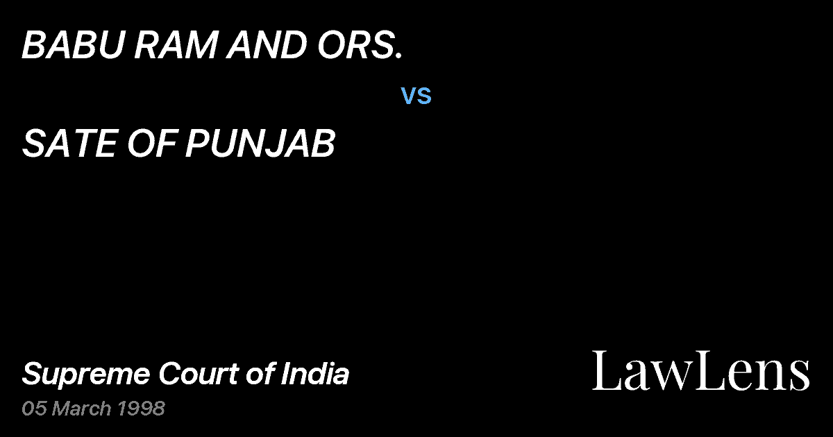 Preview image for BABU RAM AND ORS. vs. SATE OF PUNJAB