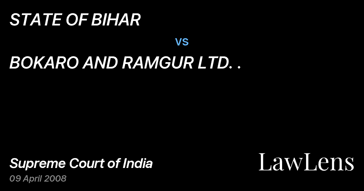 Preview image for STATE OF BIHAR vs. BOKARO AND RAMGUR LTD. .