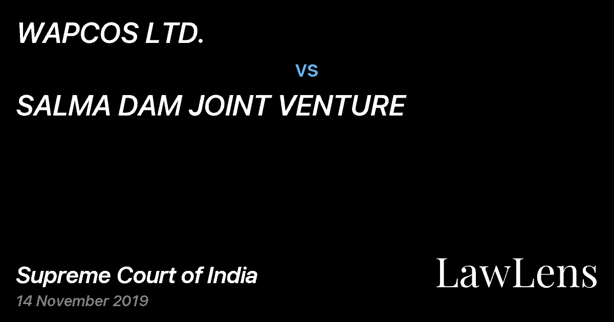 Preview image for WAPCOS LTD. vs. SALMA DAM JOINT VENTURE