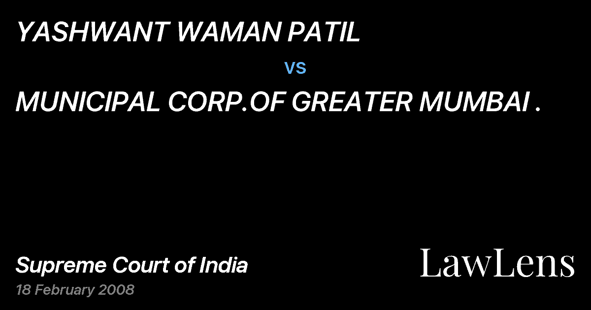 Preview image for YASHWANT WAMAN PATIL vs. MUNICIPAL CORP.OF GREATER MUMBAI .