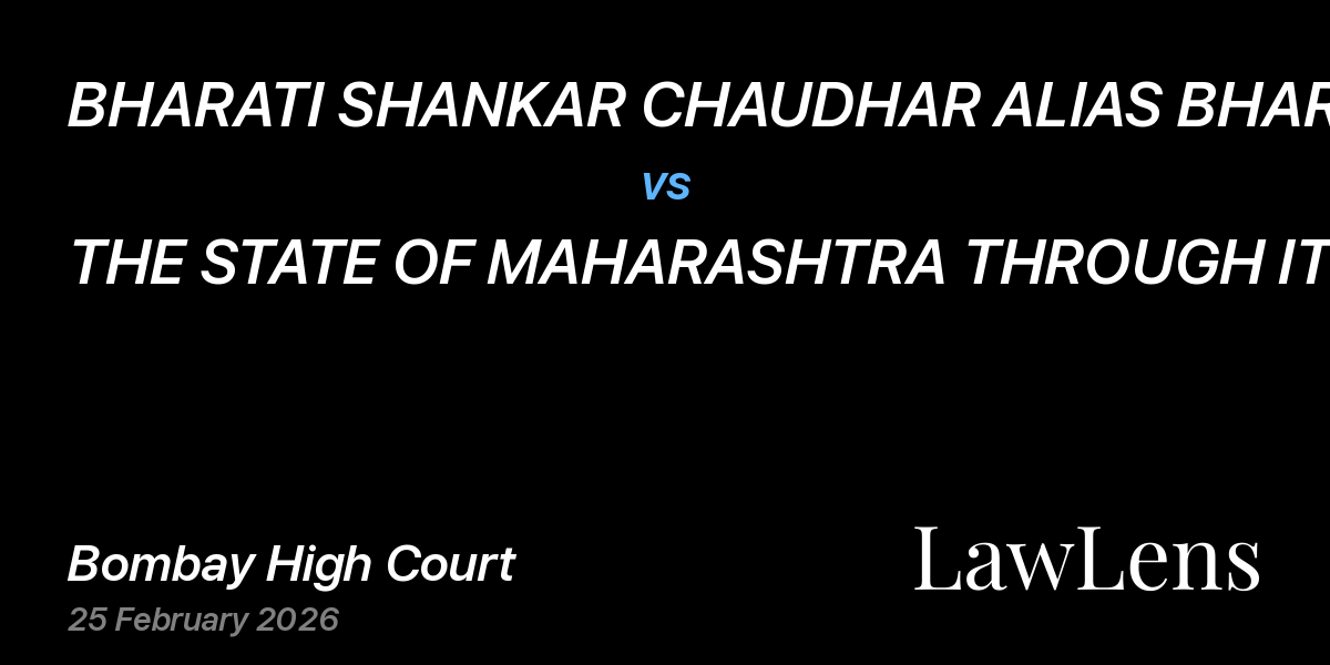 Preview image for BHARATI SHANKAR CHAUDHAR ALIAS BHARATI RAMCHANDRA KEKANE vs. THE STATE OF MAHARASHTRA THROUGH ITS SECRETARY AND OTHERS