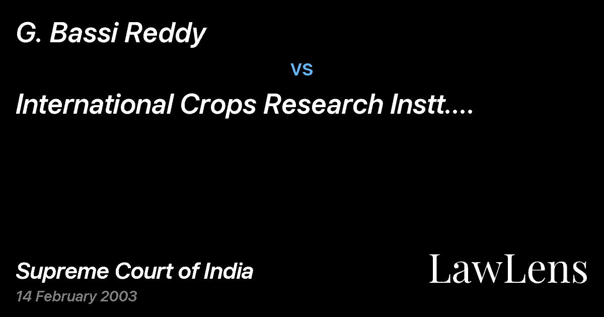 Preview image for G. Bassi Reddy vs. International Crops Research Instt. & Anr.