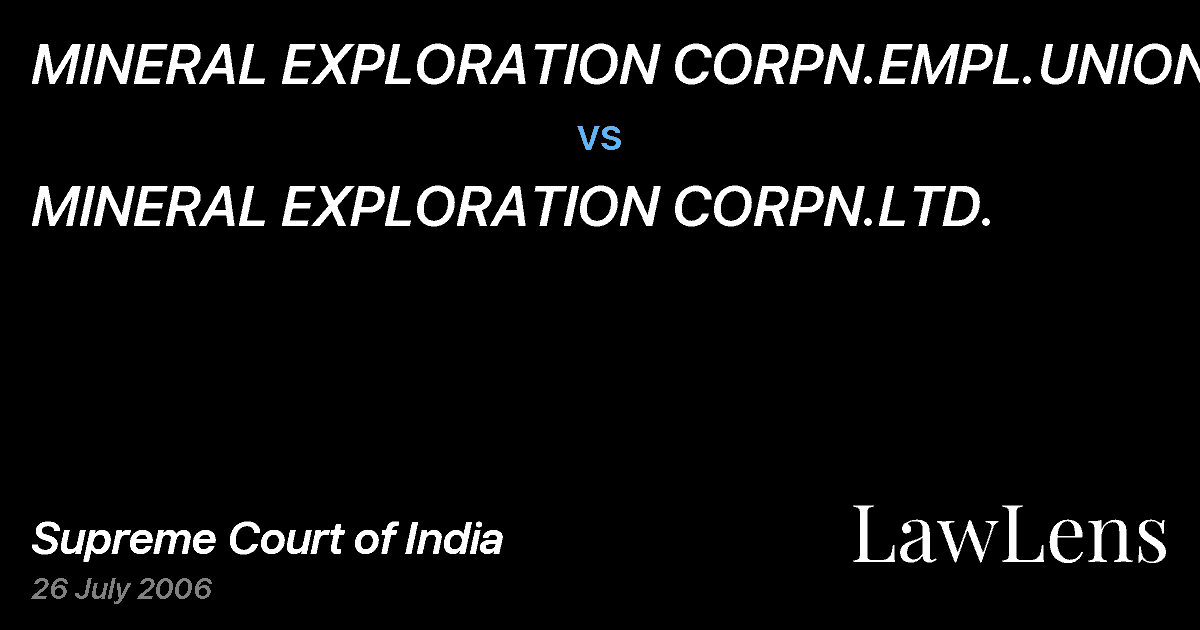 Preview image for MINERAL EXPLORATION CORPN.EMPL.UNION vs. MINERAL EXPLORATION CORPN.LTD.