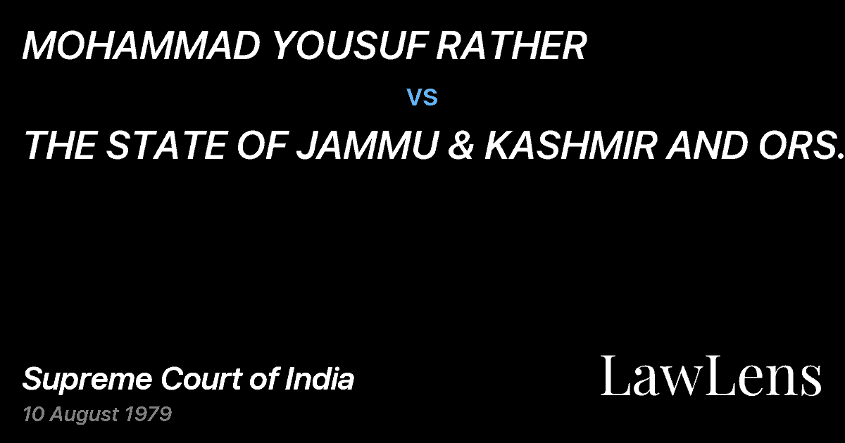 Preview image for MOHAMMAD YOUSUF RATHER vs. THE STATE OF JAMMU & KASHMIR AND ORS.