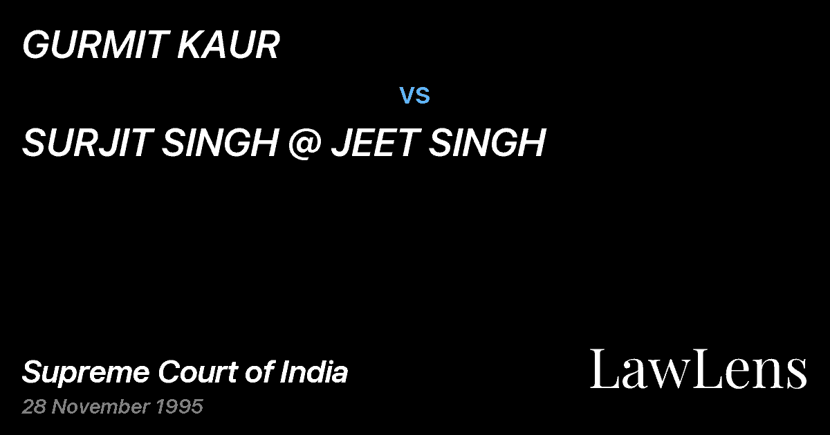 Preview image for GURMIT KAUR vs. SURJIT SINGH @ JEET SINGH