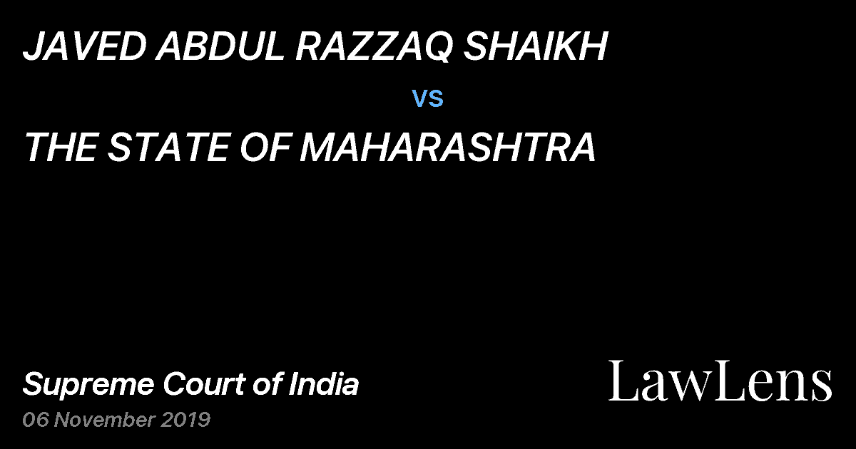 Preview image for JAVED ABDUL RAZZAQ SHAIKH vs. THE STATE OF MAHARASHTRA