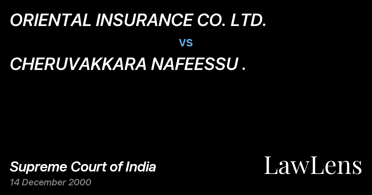 Preview image for ORIENTAL INSURANCE CO. LTD. vs. CHERUVAKKARA NAFEESSU .