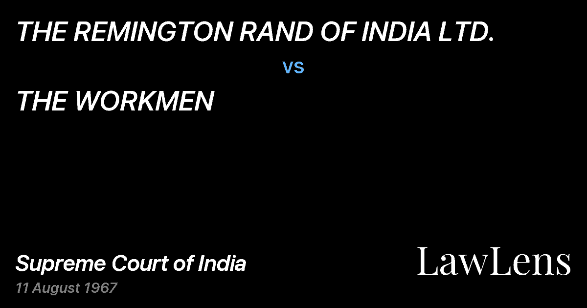 Preview image for THE REMINGTON RAND OF INDIA LTD. vs. THE WORKMEN