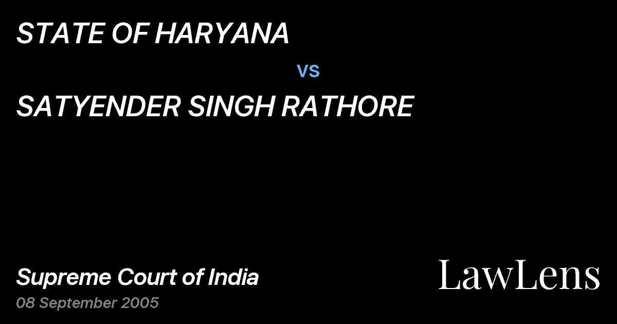 Preview image for STATE OF HARYANA vs. SATYENDER SINGH RATHORE