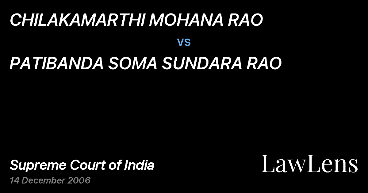 Preview image for CHILAKAMARTHI MOHANA RAO vs. PATIBANDA SOMA SUNDARA RAO