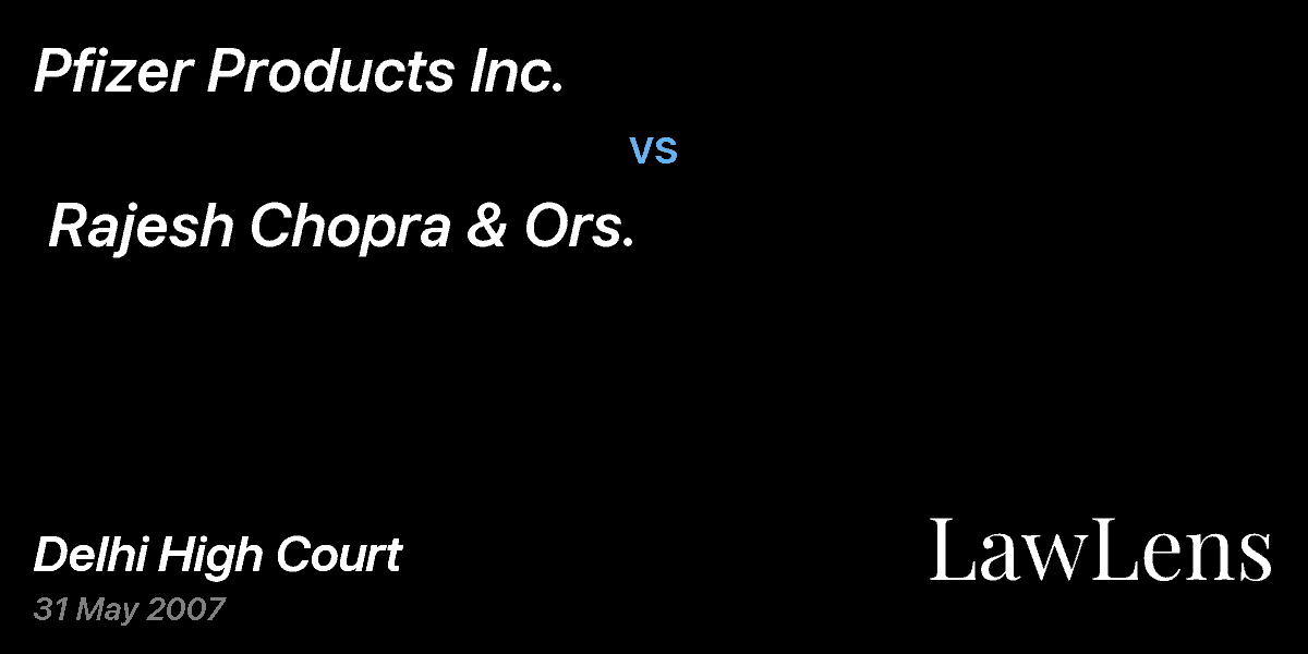 Preview image for Pfizer Products Inc.  vs.  Rajesh Chopra & Ors.