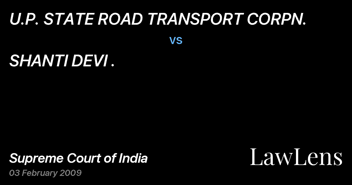 Preview image for U.P. STATE ROAD TRANSPORT CORPN. vs. SHANTI DEVI .