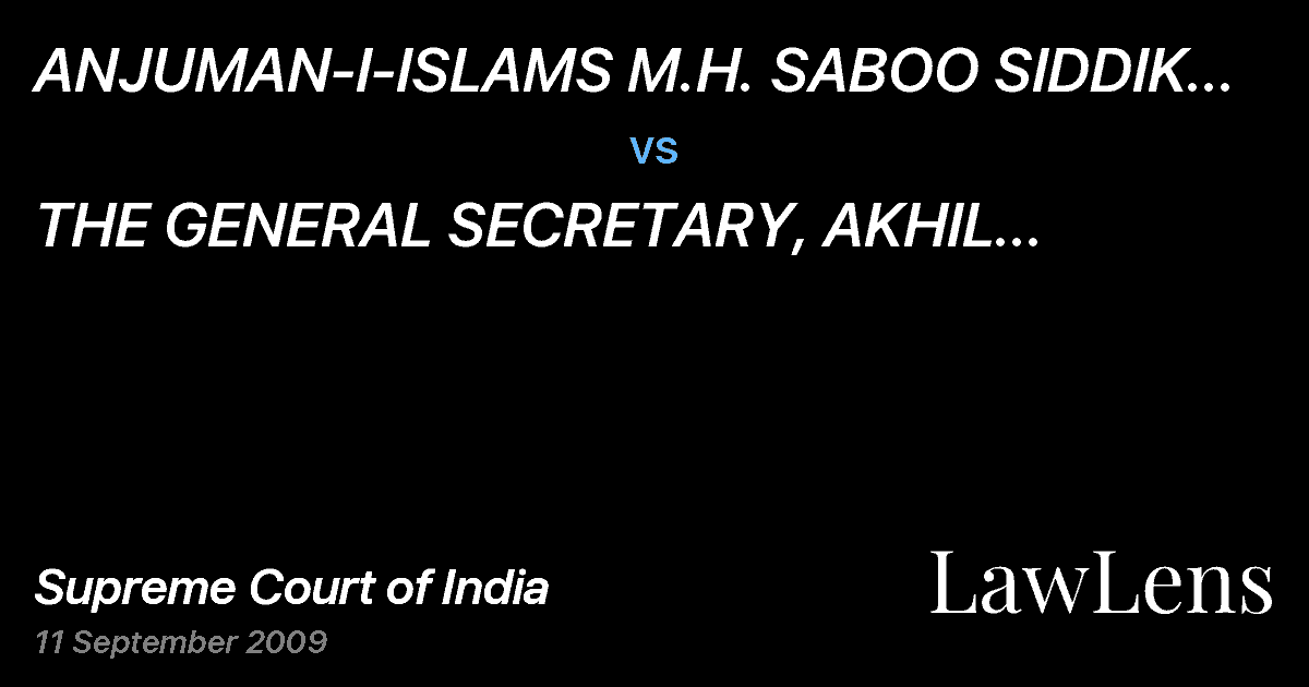 Preview image for ANJUMAN-I-ISLAMS M.H. SABOO SIDDIK COLLEGE OF ENGINEERINGH vs. THE GENERAL SECRETARY, AKHIL BHARATIYA KAMGAR SENA AND 2 ORS.