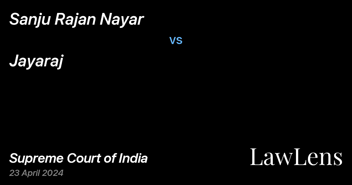 Preview image for Sanju Rajan Nayar vs. Jayaraj