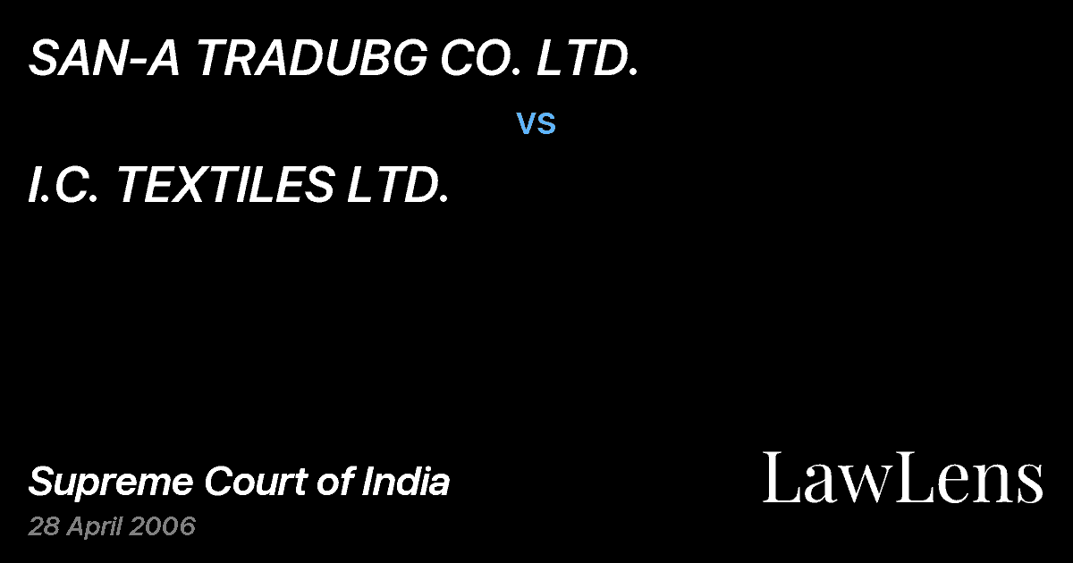 Preview image for SAN-A TRADUBG CO. LTD. vs. I.C. TEXTILES LTD.