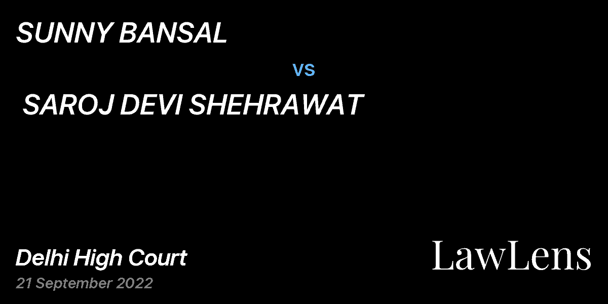 Preview image for SUNNY BANSAL vs. SAROJ DEVI SHEHRAWAT