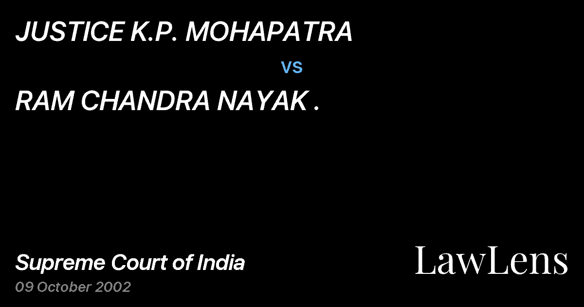 Preview image for JUSTICE K.P. MOHAPATRA vs. RAM CHANDRA NAYAK .