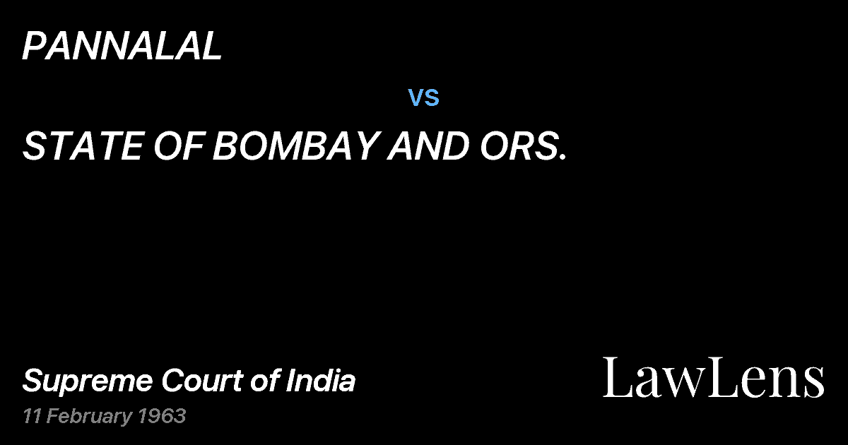 Preview image for PANNALAL vs. STATE OF BOMBAY AND ORS.