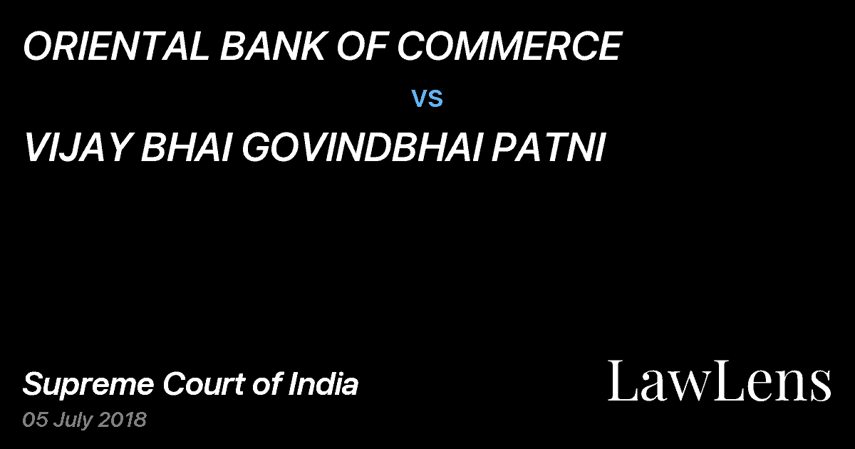 Preview image for ORIENTAL BANK OF COMMERCE vs. VIJAY BHAI GOVINDBHAI PATNI