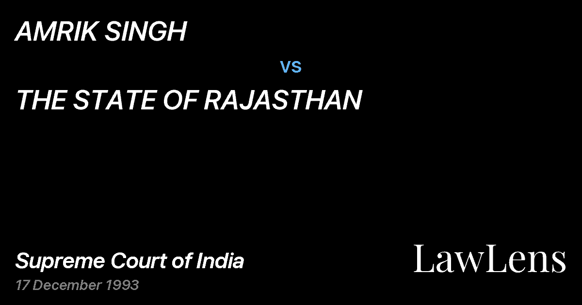 Preview image for AMRIK SINGH vs. THE STATE OF RAJASTHAN