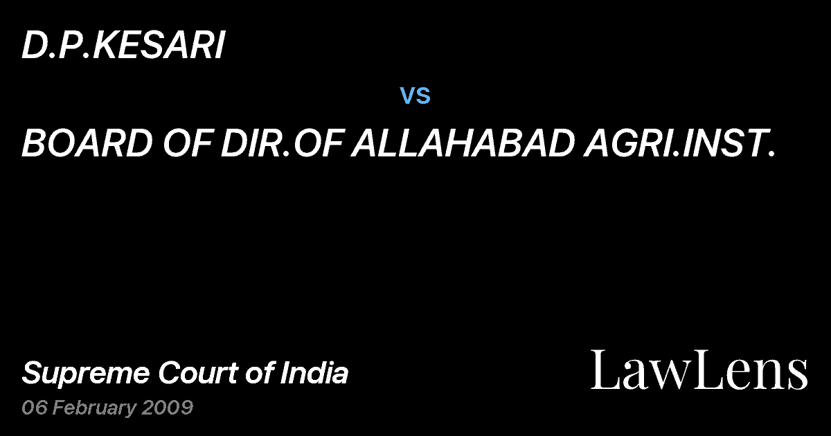 Preview image for D.P.KESARI vs. BOARD OF DIR.OF ALLAHABAD AGRI.INST.