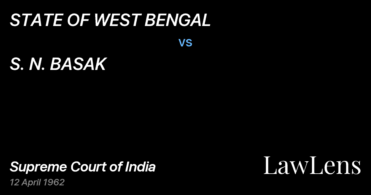 Preview image for STATE OF WEST BENGAL vs. S. N. BASAK