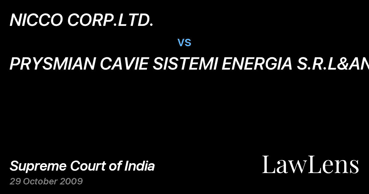 Preview image for NICCO CORP.LTD. vs. PRYSMIAN CAVIE SISTEMI ENERGIA S.R.L&ANR
