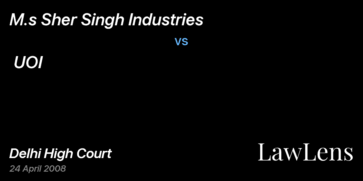 Preview image for M.s Sher Singh Industries  vs.  UOI