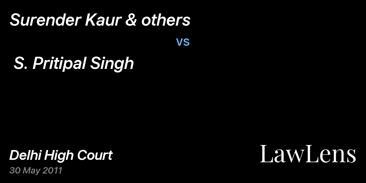 Preview image for Surender Kaur & others  vs.  S. Pritipal Singh