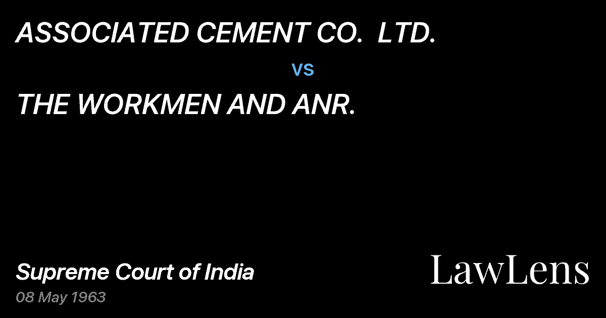 Preview image for ASSOCIATED CEMENT CO.  LTD. vs. THE WORKMEN AND ANR.