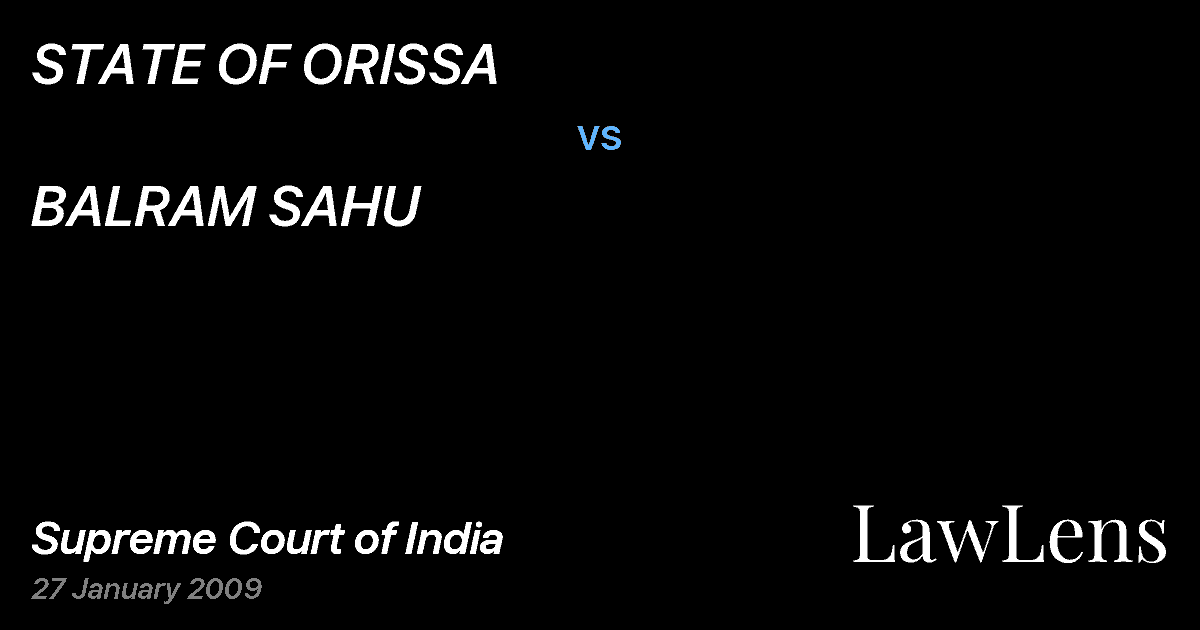 Preview image for STATE OF ORISSA vs. BALRAM SAHU
