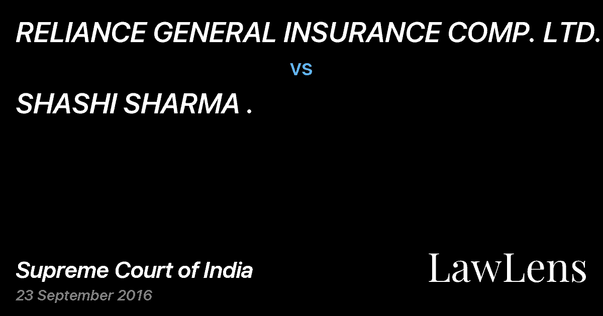 Preview image for RELIANCE GENERAL INSURANCE COMP. LTD. vs. SHASHI SHARMA .