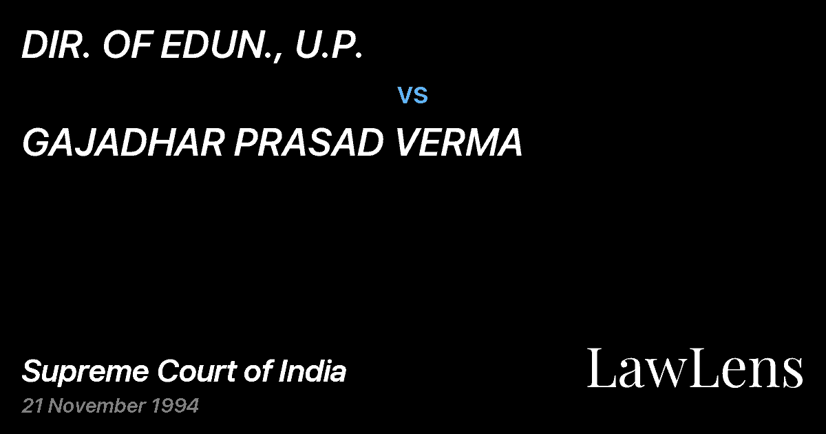 Preview image for DIR. OF EDUN., U.P. vs. GAJADHAR PRASAD VERMA
