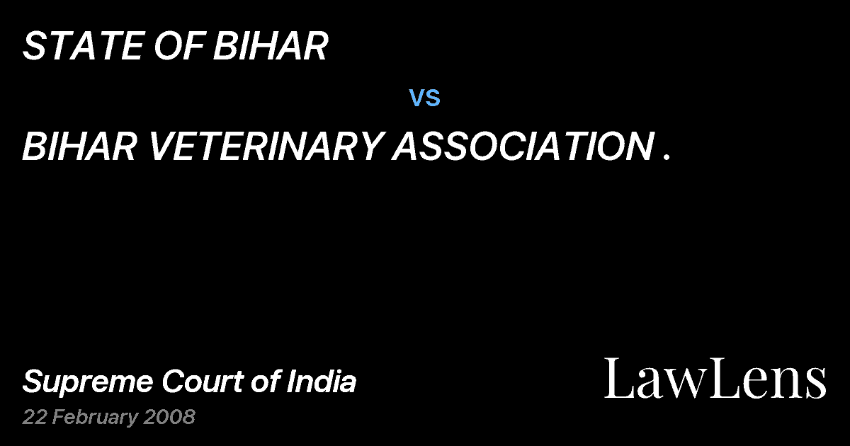 Preview image for STATE OF BIHAR vs. BIHAR VETERINARY ASSOCIATION .