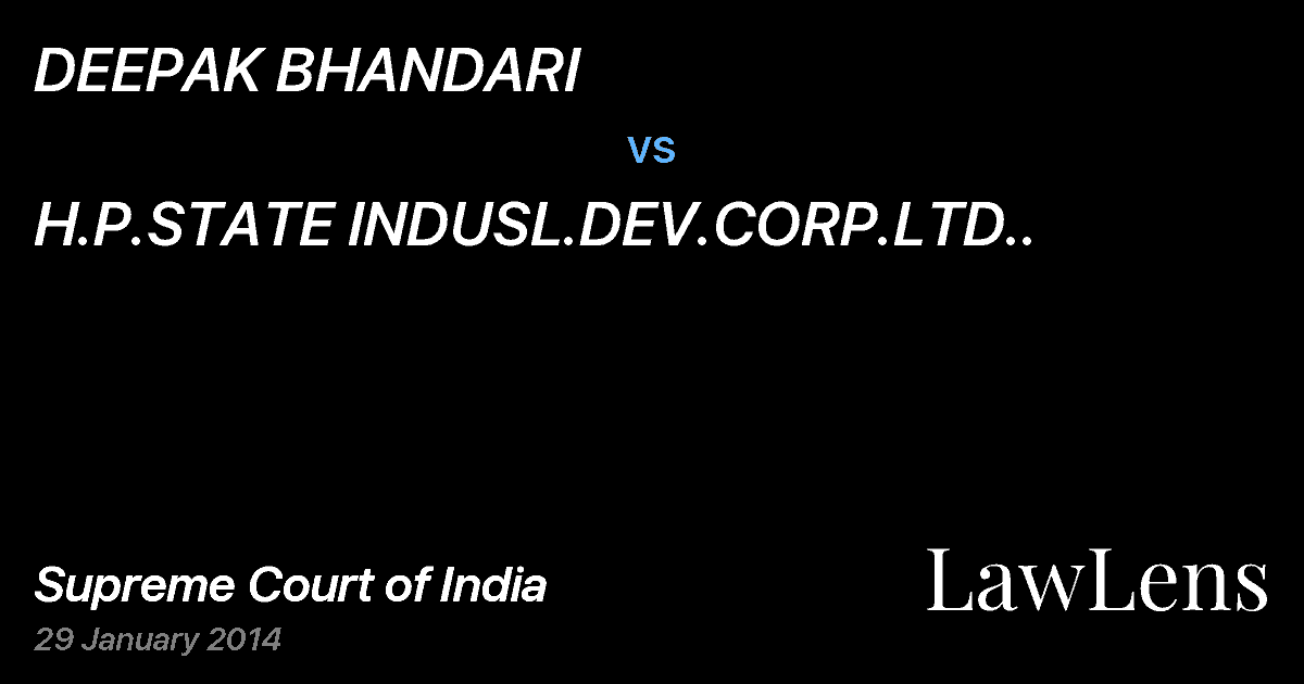 Preview image for DEEPAK BHANDARI vs. H.P.STATE INDUSL.DEV.CORP.LTD..