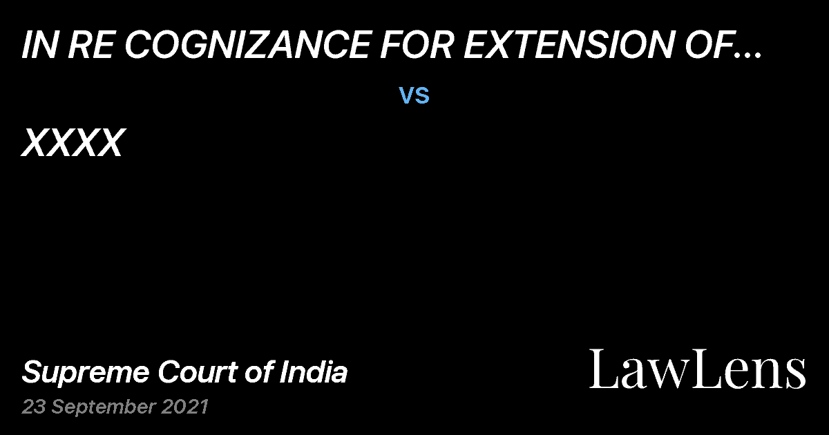 Preview image for IN RE COGNIZANCE FOR EXTENSION OF LIMITATION vs. XXXX