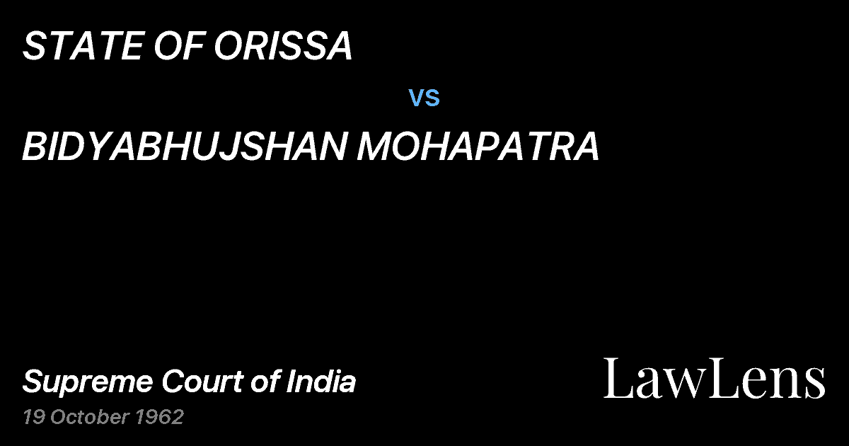 Preview image for STATE OF ORISSA vs. BIDYABHUJSHAN MOHAPATRA